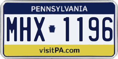 PA license plate MHX1196