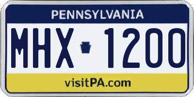 PA license plate MHX1200