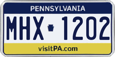 PA license plate MHX1202