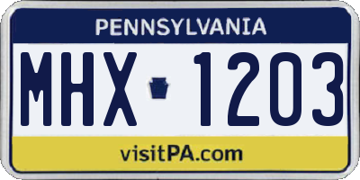 PA license plate MHX1203