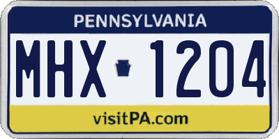 PA license plate MHX1204