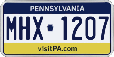 PA license plate MHX1207