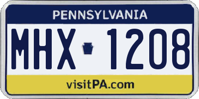 PA license plate MHX1208