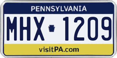 PA license plate MHX1209