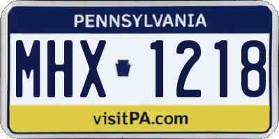 PA license plate MHX1218
