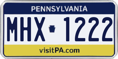 PA license plate MHX1222