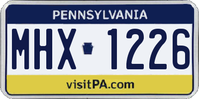 PA license plate MHX1226