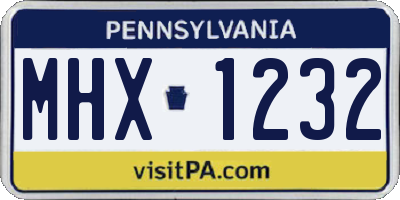PA license plate MHX1232
