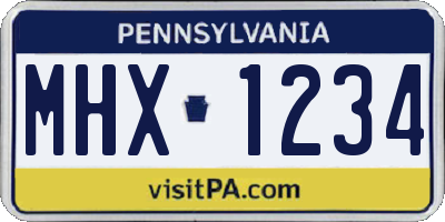 PA license plate MHX1234