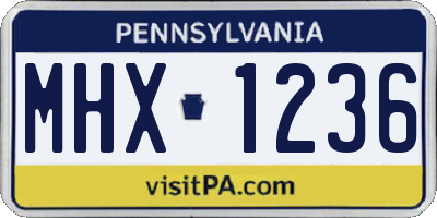 PA license plate MHX1236