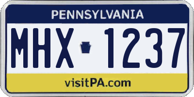 PA license plate MHX1237
