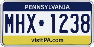 PA license plate MHX1238