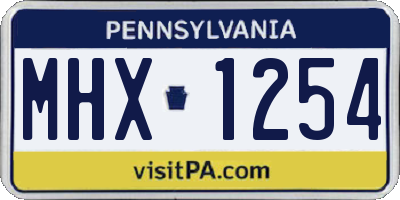 PA license plate MHX1254