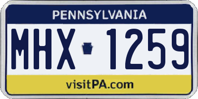 PA license plate MHX1259
