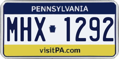 PA license plate MHX1292
