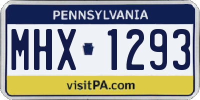 PA license plate MHX1293