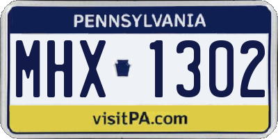 PA license plate MHX1302