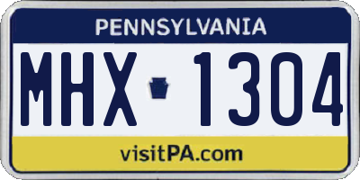 PA license plate MHX1304