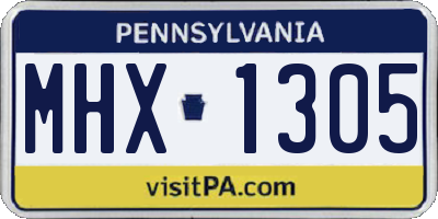 PA license plate MHX1305