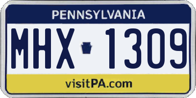 PA license plate MHX1309