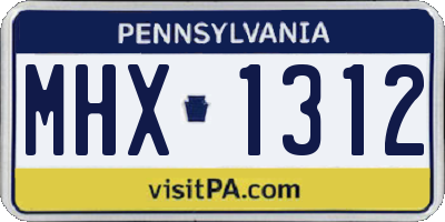 PA license plate MHX1312