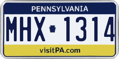 PA license plate MHX1314