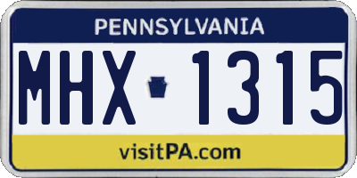 PA license plate MHX1315