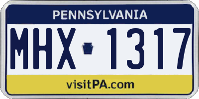 PA license plate MHX1317