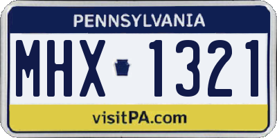 PA license plate MHX1321
