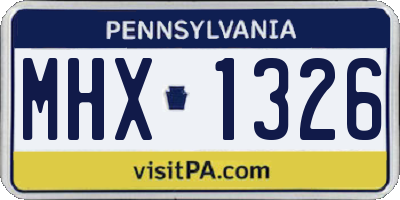 PA license plate MHX1326
