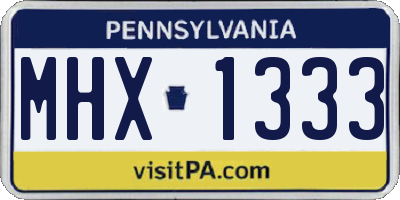 PA license plate MHX1333