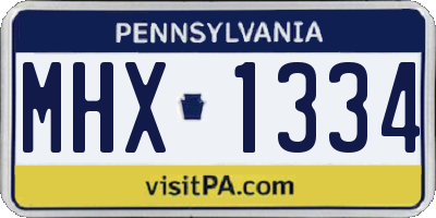 PA license plate MHX1334