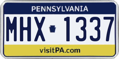 PA license plate MHX1337