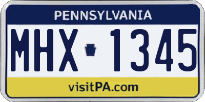 PA license plate MHX1345