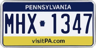 PA license plate MHX1347