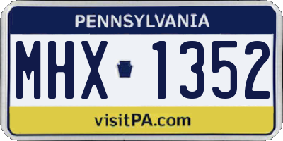 PA license plate MHX1352