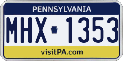 PA license plate MHX1353