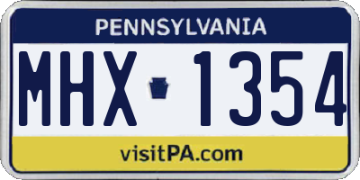 PA license plate MHX1354