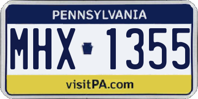 PA license plate MHX1355