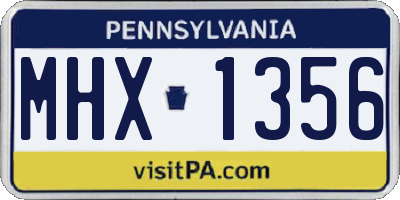 PA license plate MHX1356