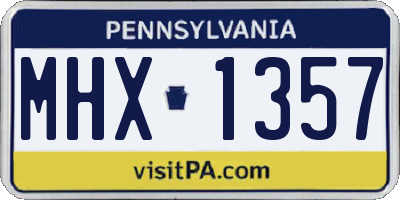 PA license plate MHX1357