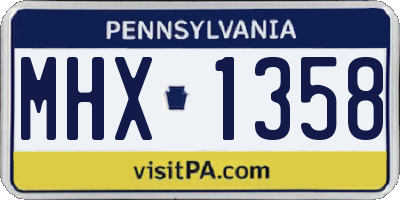 PA license plate MHX1358