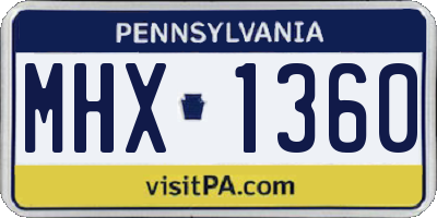PA license plate MHX1360