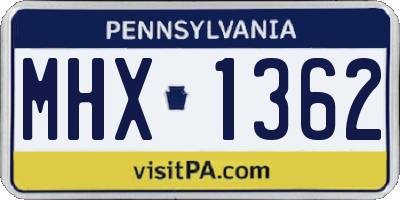 PA license plate MHX1362