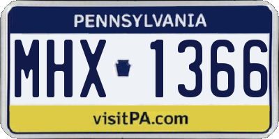 PA license plate MHX1366
