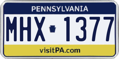 PA license plate MHX1377