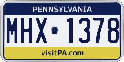 PA license plate MHX1378