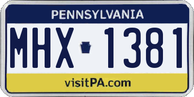 PA license plate MHX1381