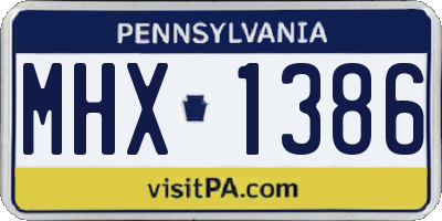 PA license plate MHX1386