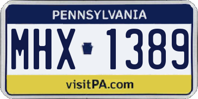 PA license plate MHX1389